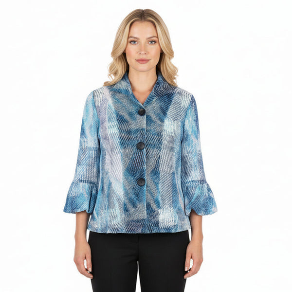 Watercolor Mesh Puffed Sleeve Jacket - 2496