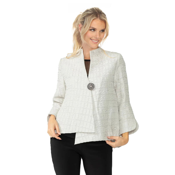 Crinkle Jacquard One-Button Jacket in Taupe - 6288J-TP