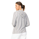 French Terry Stripe Hoodie in Gull - 85110