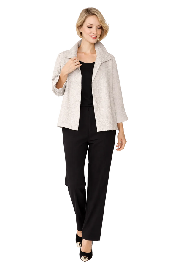 Taupe Textured Jacquard Open-Front Jacket - 6289J-TP