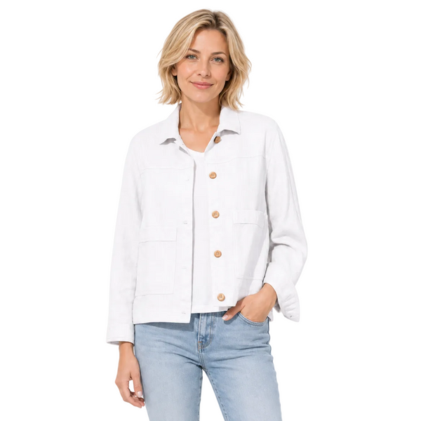 Lightweight Cotton Jacket in White - 43346-WHT