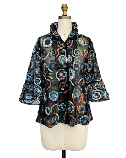 Swirl Embroidered Soutache Jacket in Multi - 2500