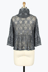 Sequin Embellished Mesh Jacket - 2505