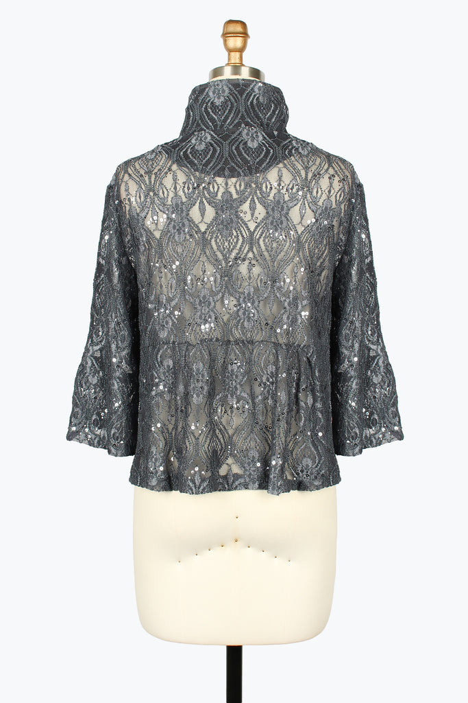 Sequin Embellished Mesh Jacket - 2505