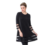 Mesh Trim Tunic in Black - 2517T- BLK