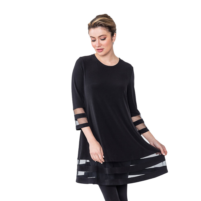 IC Collection Mesh Trim Tunic in Black - 2517T- BLK