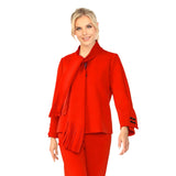 Fringed Scarf Zip Front Jacket in Red - 6929J-RD