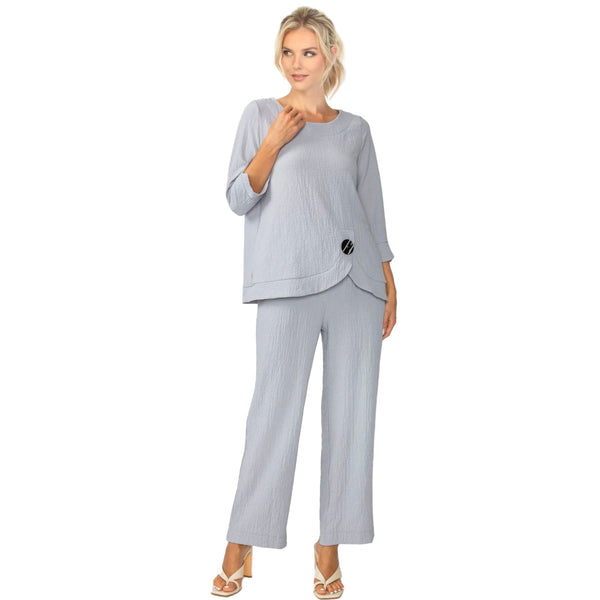 Textured Straight Leg Pant in Grey - 7075P-GRY