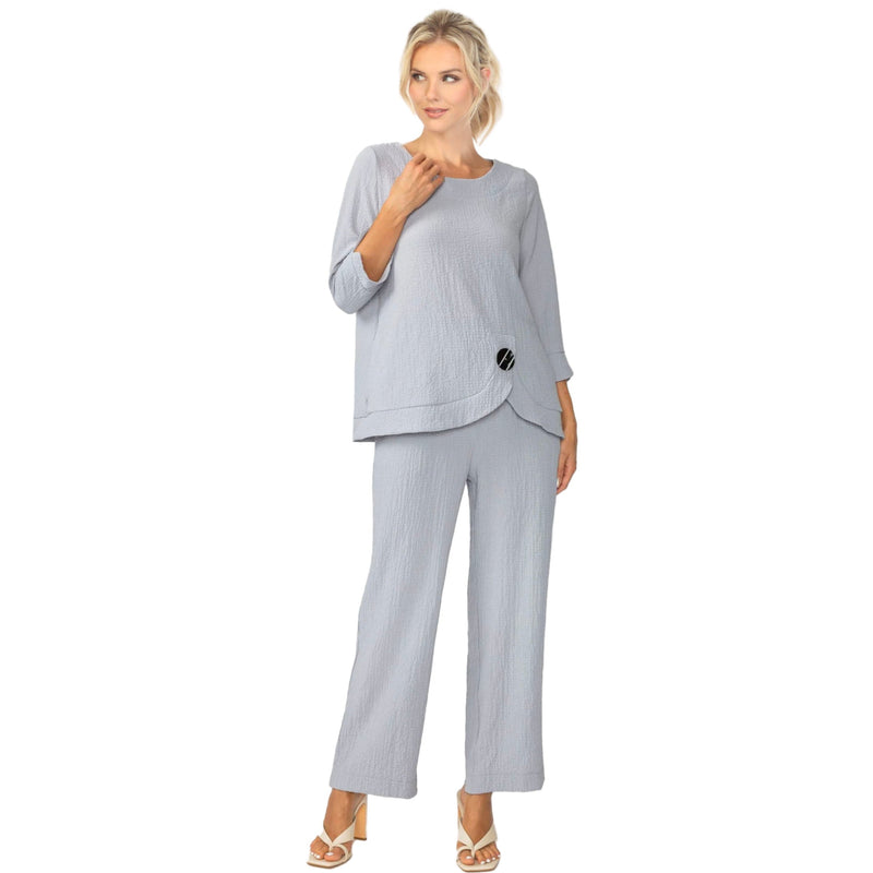 Textured Straight Leg Pant in Grey - 7075P-GRY