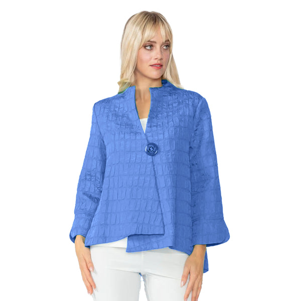 One-Button Jacquard Jacket in Blue - 6288J-BLU