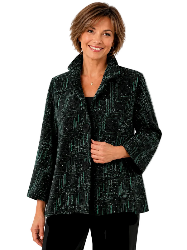 Shimmer & Rhinestone Jacket in Aqua - 5103