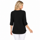 Lightweight Cotton Waffle Top in Black - C691-BLK
