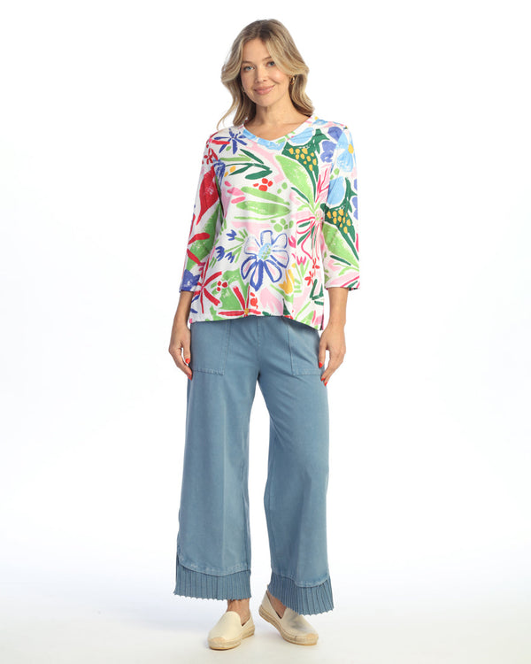 “Rosy” Soft-Touch V-Neck Top w/ Side Slits - 26-2061