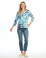 “Bali” Soft-Touch V-Neck Top w/ Side Slits - 26-2063