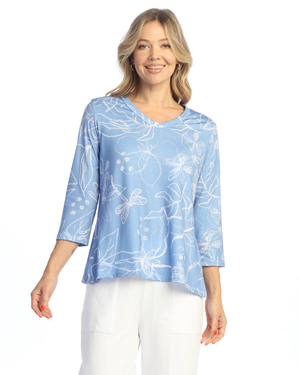 “Darling” Soft-Touch V-Neck Top w/ Side Slits - 26-2076