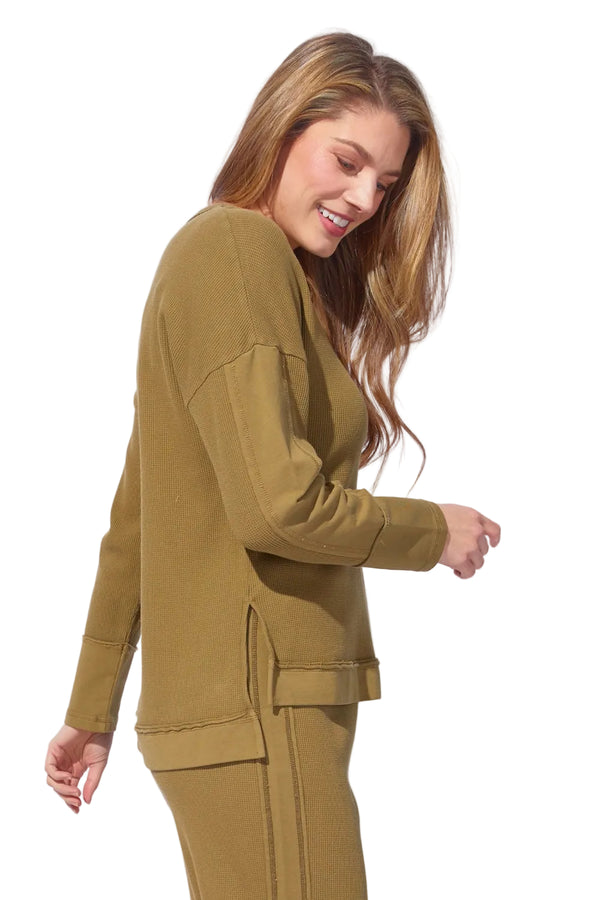 Textured Waffle Knit Pullover - 26533