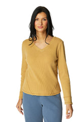 Waffle Knit Wrap Seam Top - 26537