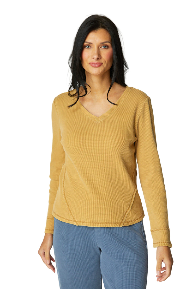 Waffle Knit Wrap Seam Top - 26537