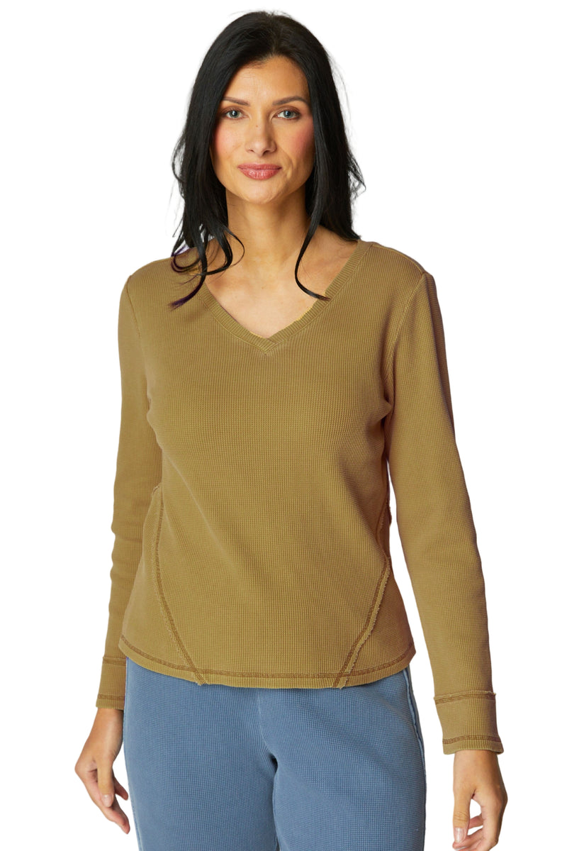 Waffle Knit Wrap Seam Top - 26537