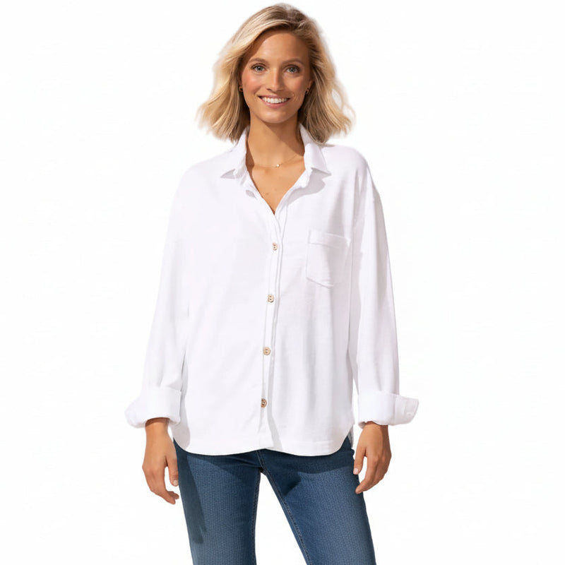 Soft Modal Terry Button Front Shirt Jacket - 26895
