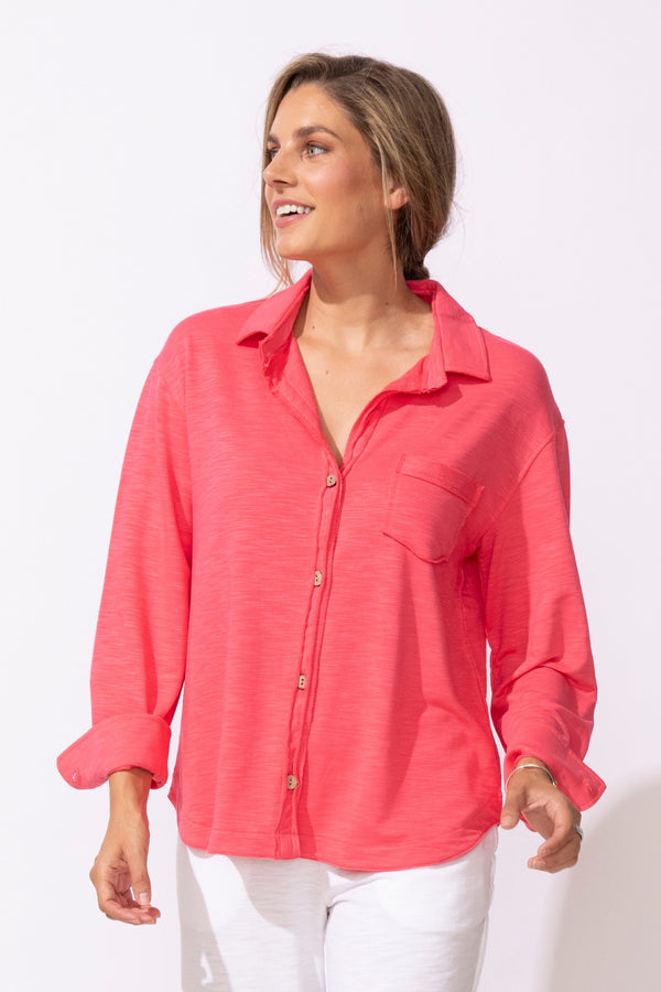 Soft Modal Terry Button Front Shirt Jacket - 26895