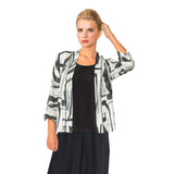 Brush Print Open Front Hi-Low Jacket - 5898J