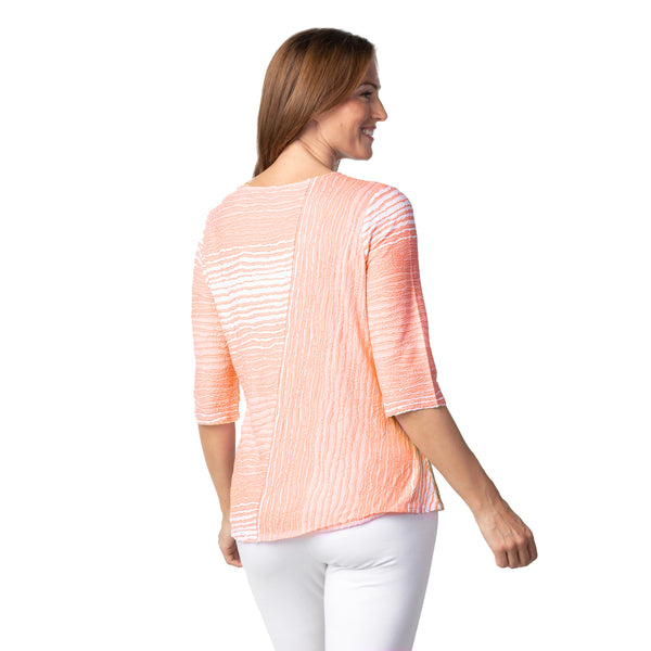 Mixed Direction Boatneck Top in Melon - 57235-MLN - Size XS Only!