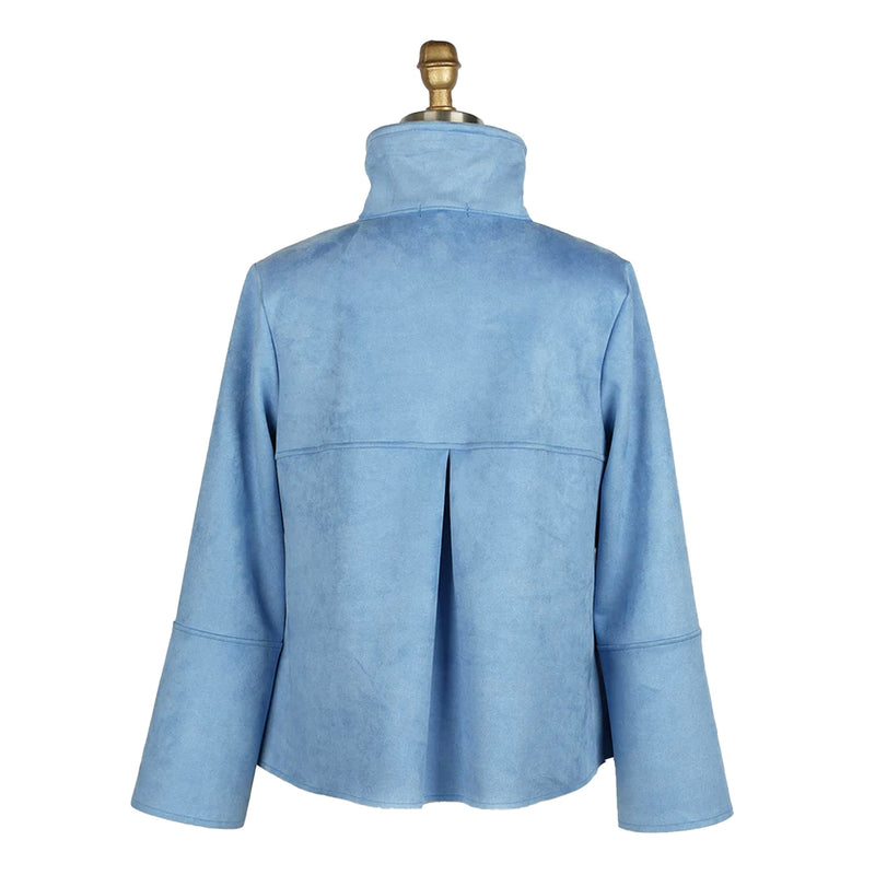 Damee Microsuede Button Front Jacket in Cornflower Blue - 4896-BLU