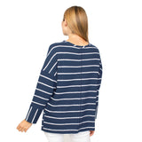 French Terry Sailor Stripe Pullover in Navy & White - 85106-NV