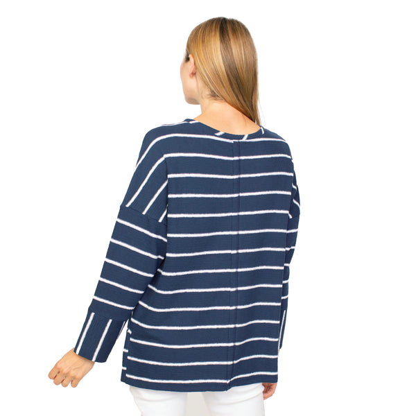 Habitat French Terry Striped Crew Neck Pullover in Navy & White - 85106-NV
