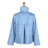 Microsuede Button Front Jacket in Cornflower Blue - 4896-BLU