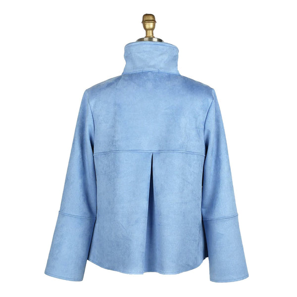 Microsuede Button Front Jacket in Cornflower Blue - 4896-BLU