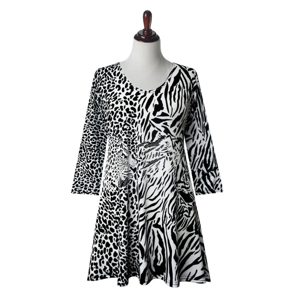 Valentina Tiger Leopard-Print V-Neck Tunic in Multi - 27179-TU