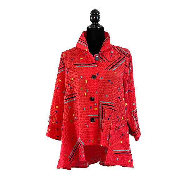 "Rio" Polka-Dot & Stripe Shirt/Jacket in Red - 2743