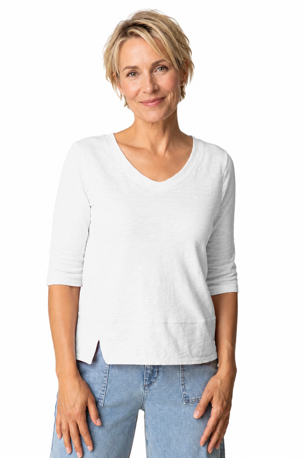 Soft Textured Cotton V-Neck Tee - 27515 - Size XXL Only!