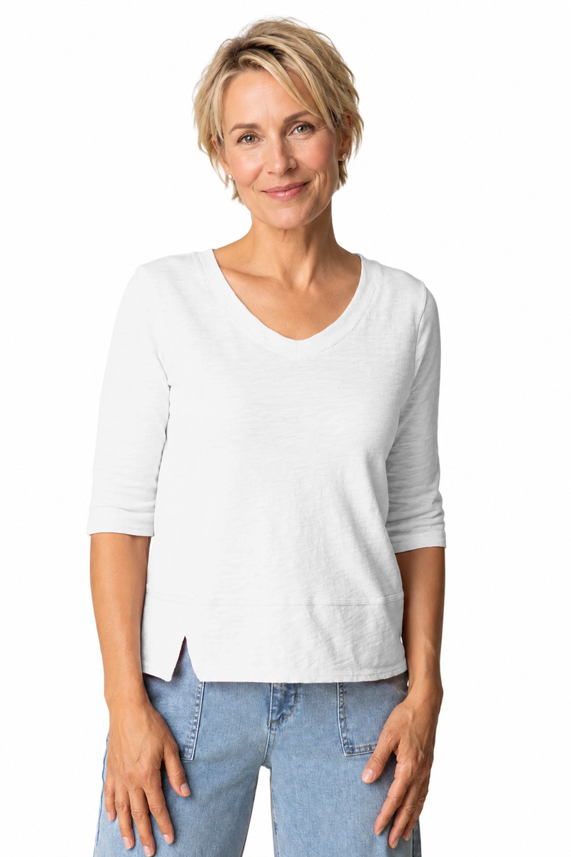 Soft Textured Cotton V-Neck Tee - 27515 - Size XXL Only!