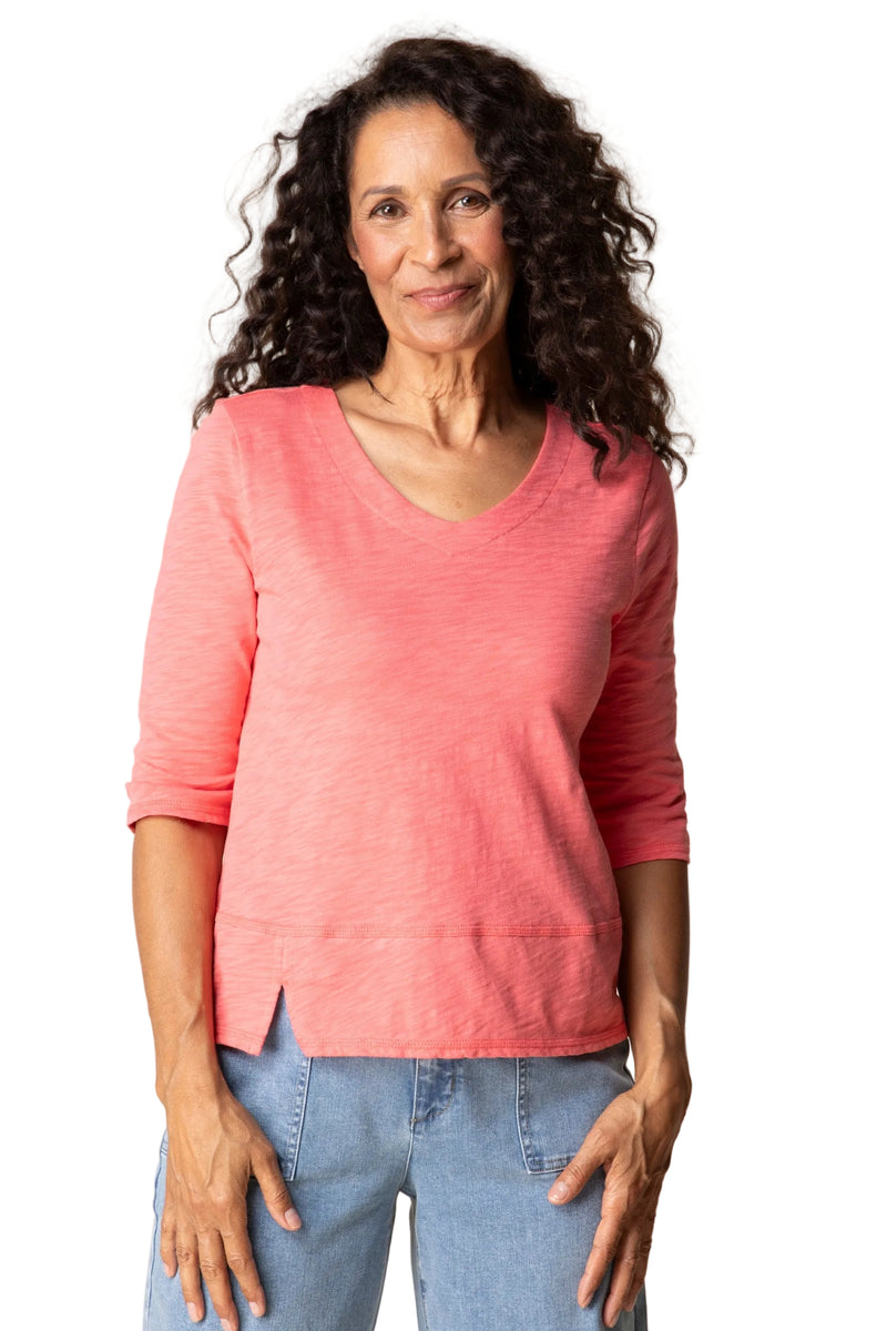 Soft Textured Cotton V-Neck Tee - 27515 - Size XXL Only!