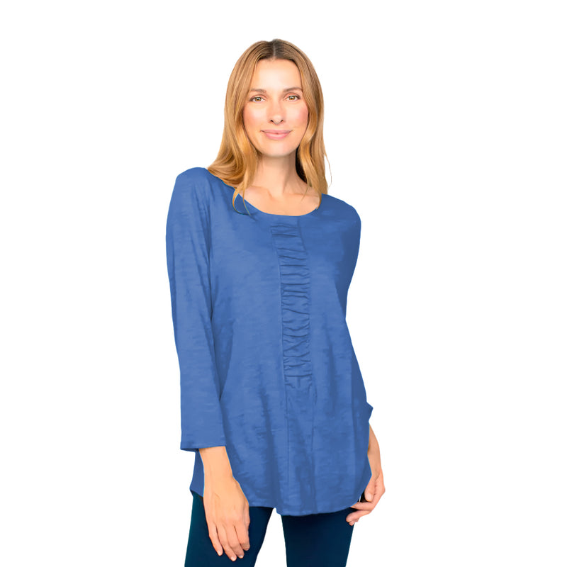 Peruvian Cotton Ruched Center Tee in Cobalt - 27516-COB