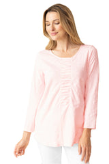 Peruvian Cotton Ruched Center Tee in Pink - 27516-PNK