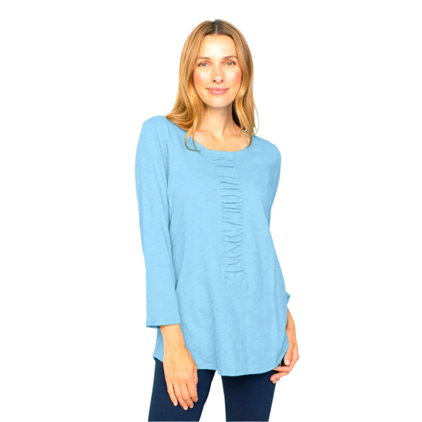 Peruvian Cotton Ruched Center Tee in Cornflower - 27516-CF