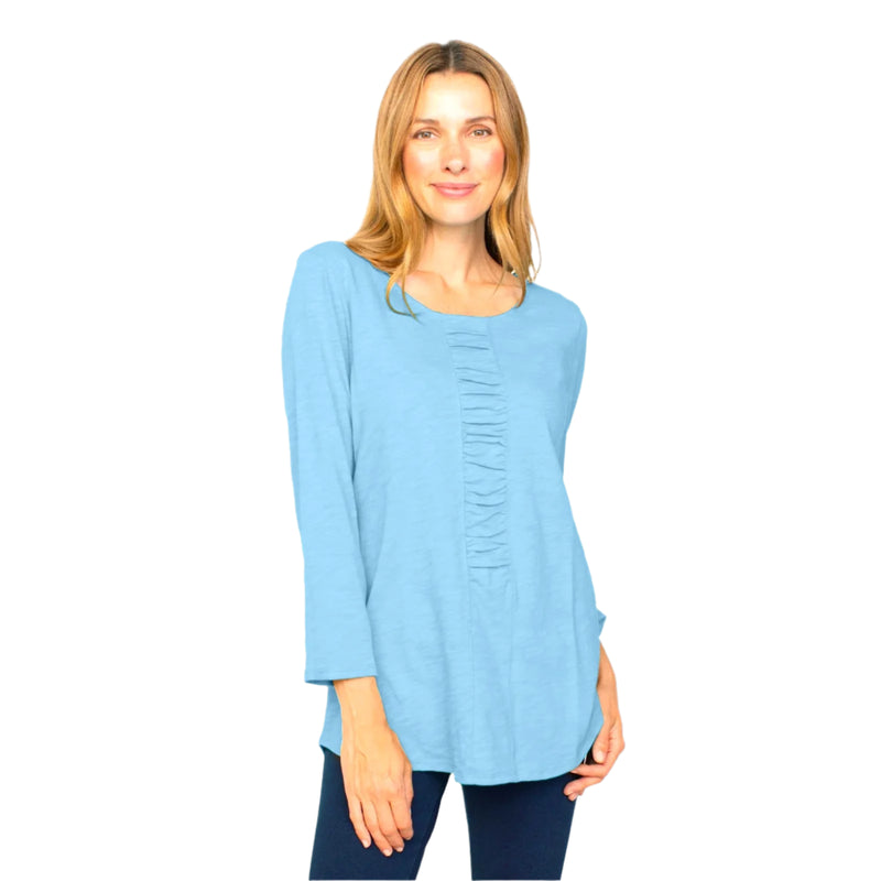 Peruvian Cotton Ruched Center Tee in Cornflower - 27516-CF