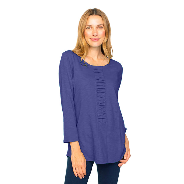 Peruvian Cotton Ruched Center Tee in Twilight - 27516-TWT - Size XS Only!