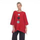 Tunic with Circles Trim in Red/Black/White - 2751 - Sizes S & L Only