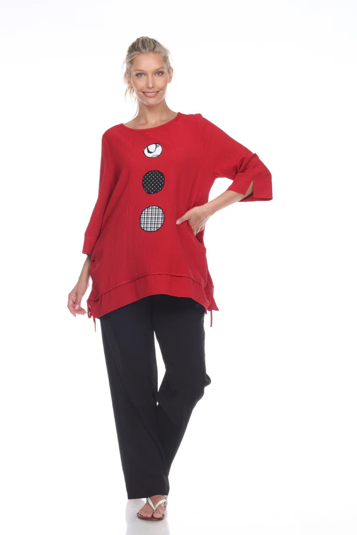 Moonlight Tunic with Circles Trim in Red/Black/White - 2751