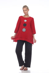 Tunic with Circles Trim in Red/Black/White - 2751 - Sizes S & L Only