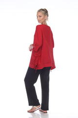 Tunic with Circles Trim in Red/Black/White - 2751 - Sizes S & L Only