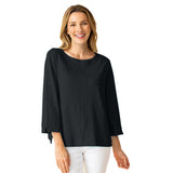 Coverstitch Boatneck Top in Black - 27522-BLK