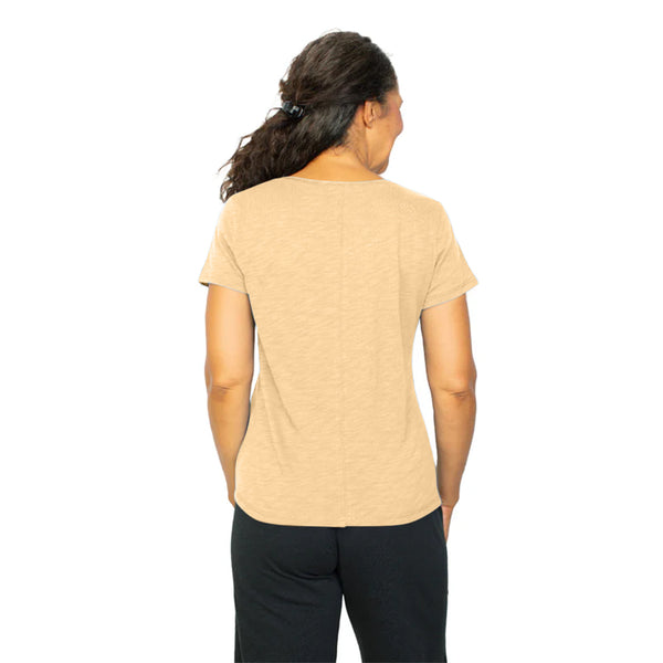 Textured Cover-Stitch Cotton Tee in Sunset - 27524-SUN