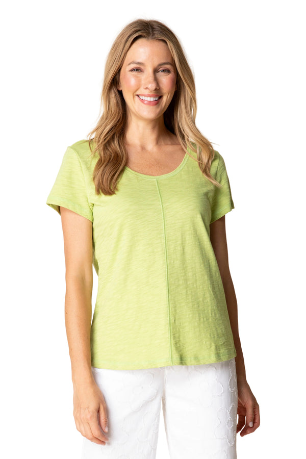 Textured Cover-Stitch Cotton Tee - 27524