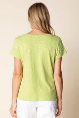 Textured Cover-Stitch Cotton Tee - 27524